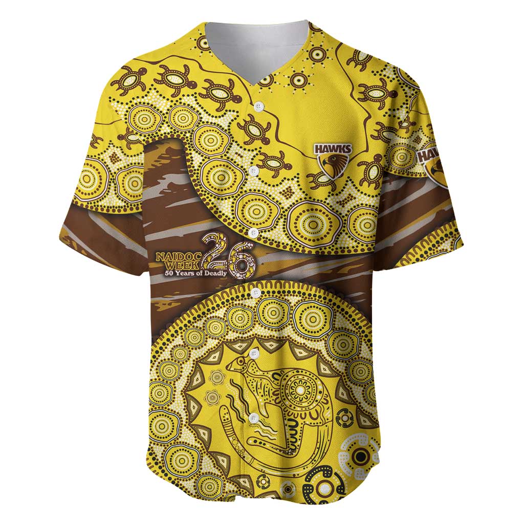 Hawthorn Hawks NAIDOC Week 2026 Baseball Jersey Australian Aboriginal Dot Art Dreamtime Pattern Style