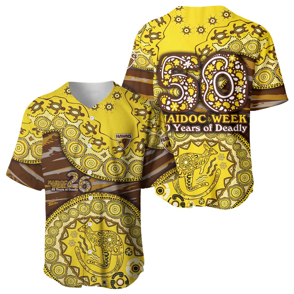 Hawthorn Hawks NAIDOC Week 2026 Baseball Jersey Australian Aboriginal Dot Art Dreamtime Pattern Style