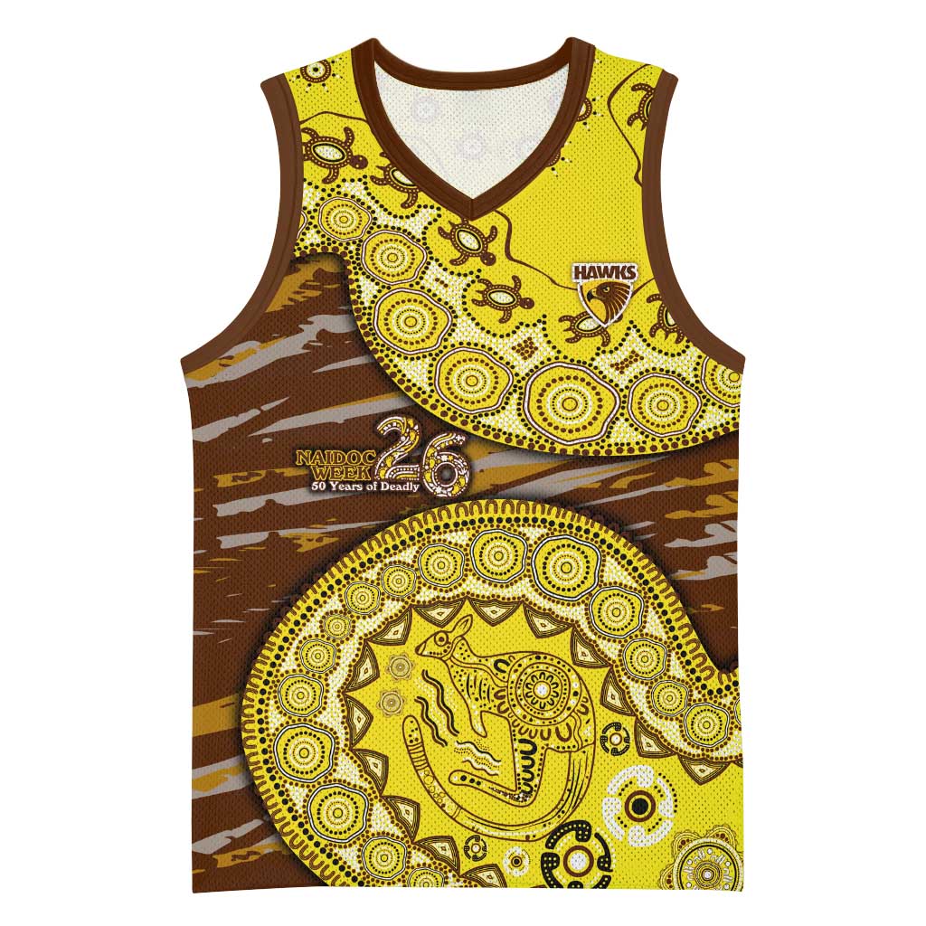 Hawthorn Hawks NAIDOC Week 2026 Basketball Jersey Australian Aboriginal Dot Art Dreamtime Pattern Style