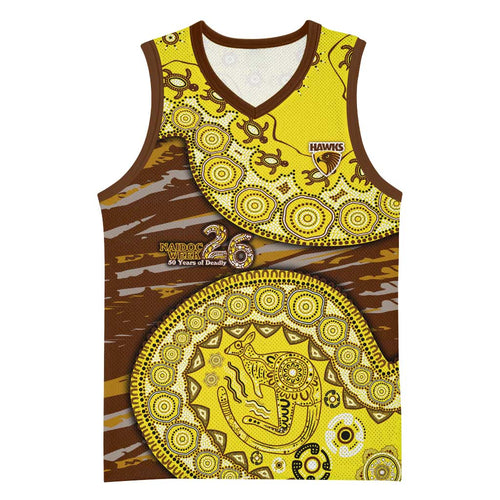 Hawthorn Hawks NAIDOC Week 2026 Basketball Jersey Australian Aboriginal Dot Art Dreamtime Pattern Style