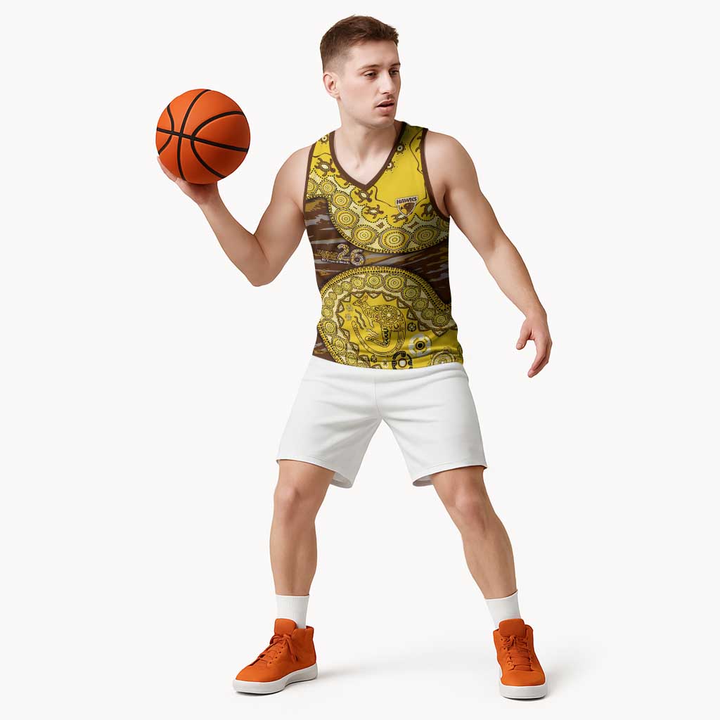 Hawthorn Hawks NAIDOC Week 2026 Basketball Jersey Australian Aboriginal Dot Art Dreamtime Pattern Style