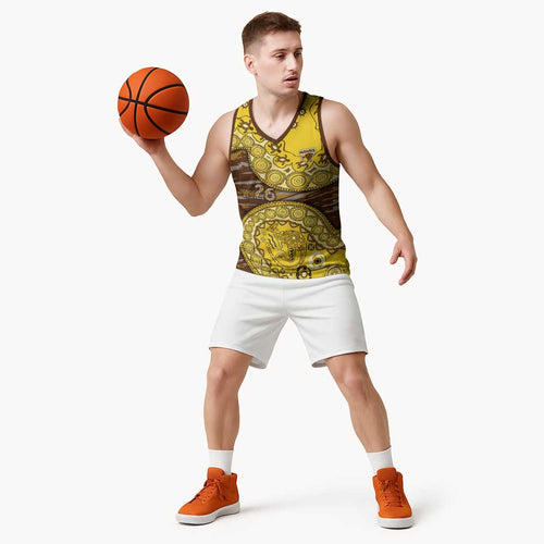 Hawthorn Hawks NAIDOC Week 2026 Basketball Jersey Australian Aboriginal Dot Art Dreamtime Pattern Style