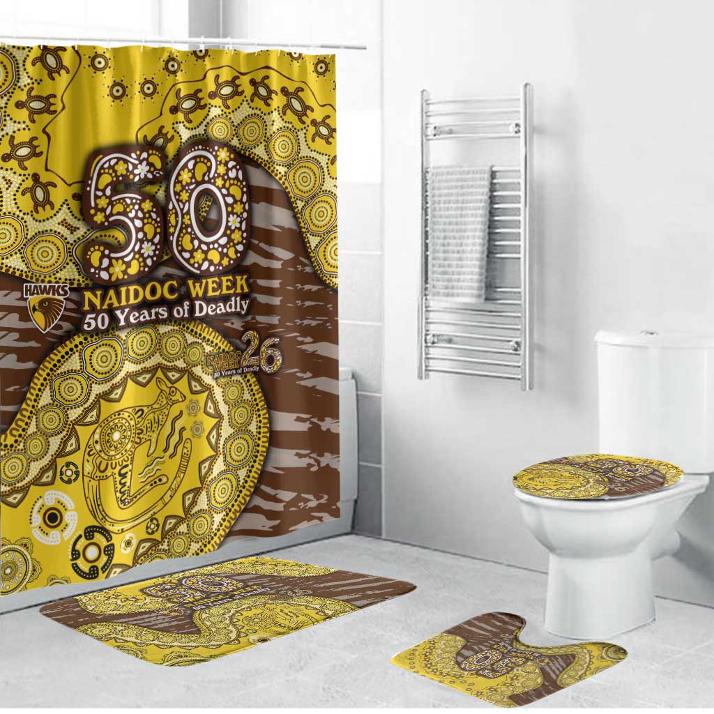 Hawthorn Hawks NAIDOC Week 2026 Bathroom Set Australian Aboriginal Dot Art Dreamtime Pattern Style