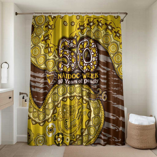 Hawthorn Hawks NAIDOC Week 2026 Bathroom Set Australian Aboriginal Dot Art Dreamtime Pattern Style