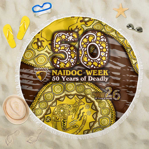 Hawthorn Hawks NAIDOC Week 2026 Beach Blanket Australian Aboriginal Dot Art Dreamtime Pattern Style