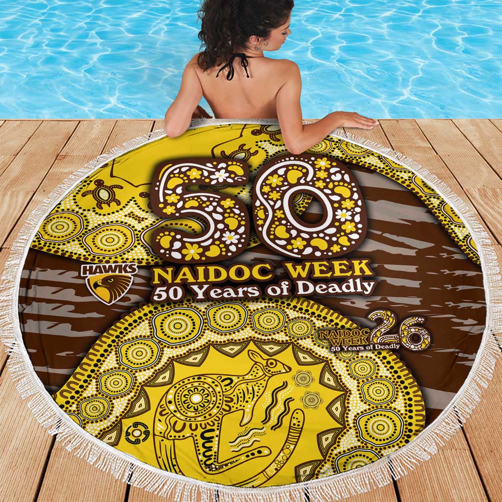 Hawthorn Hawks NAIDOC Week 2026 Beach Blanket Australian Aboriginal Dot Art Dreamtime Pattern Style