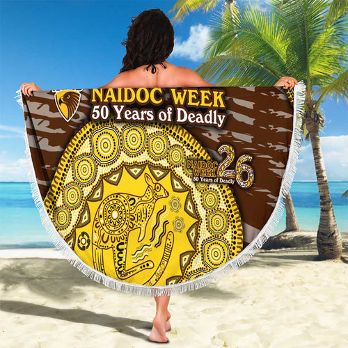 Hawthorn Hawks NAIDOC Week 2026 Beach Blanket Australian Aboriginal Dot Art Dreamtime Pattern Style