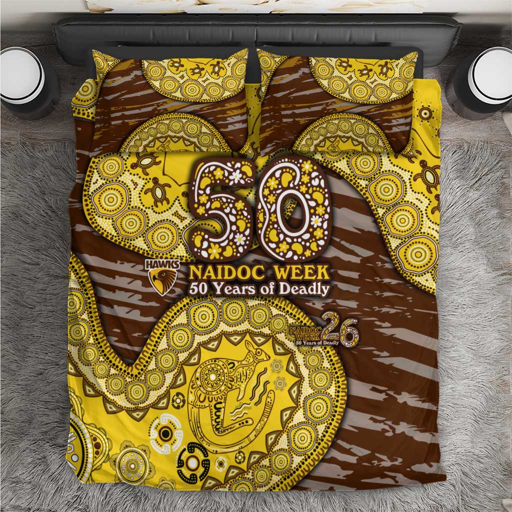 Hawthorn Hawks NAIDOC Week 2026 Bedding Set Australian Aboriginal Dot Art Dreamtime Pattern Style