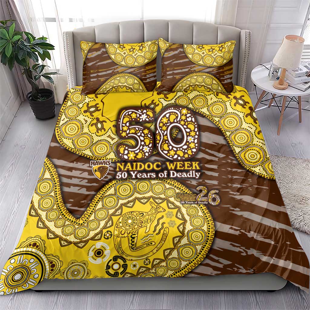 Hawthorn Hawks NAIDOC Week 2026 Bedding Set Australian Aboriginal Dot Art Dreamtime Pattern Style