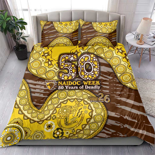 Hawthorn Hawks NAIDOC Week 2026 Bedding Set Australian Aboriginal Dot Art Dreamtime Pattern Style