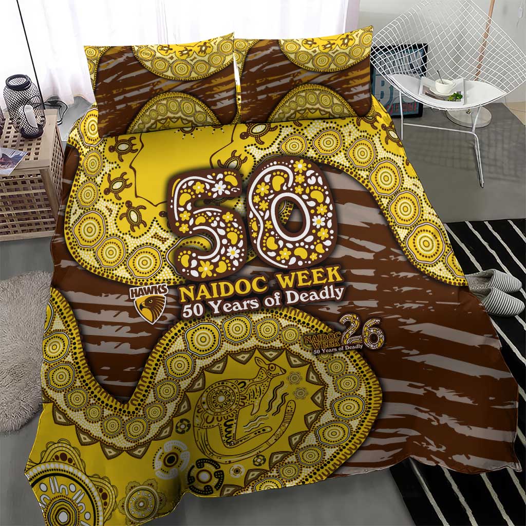 Hawthorn Hawks NAIDOC Week 2026 Bedding Set Australian Aboriginal Dot Art Dreamtime Pattern Style