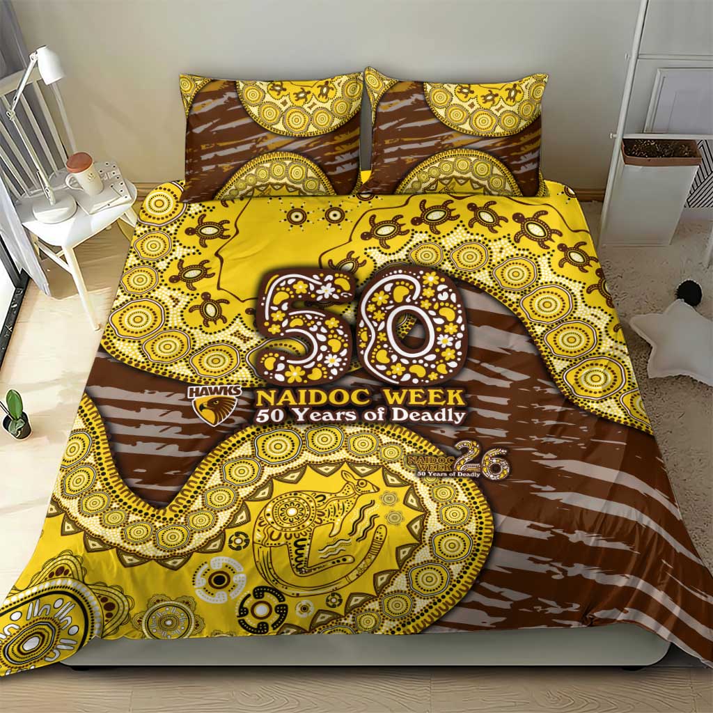 Hawthorn Hawks NAIDOC Week 2026 Bedding Set Australian Aboriginal Dot Art Dreamtime Pattern Style