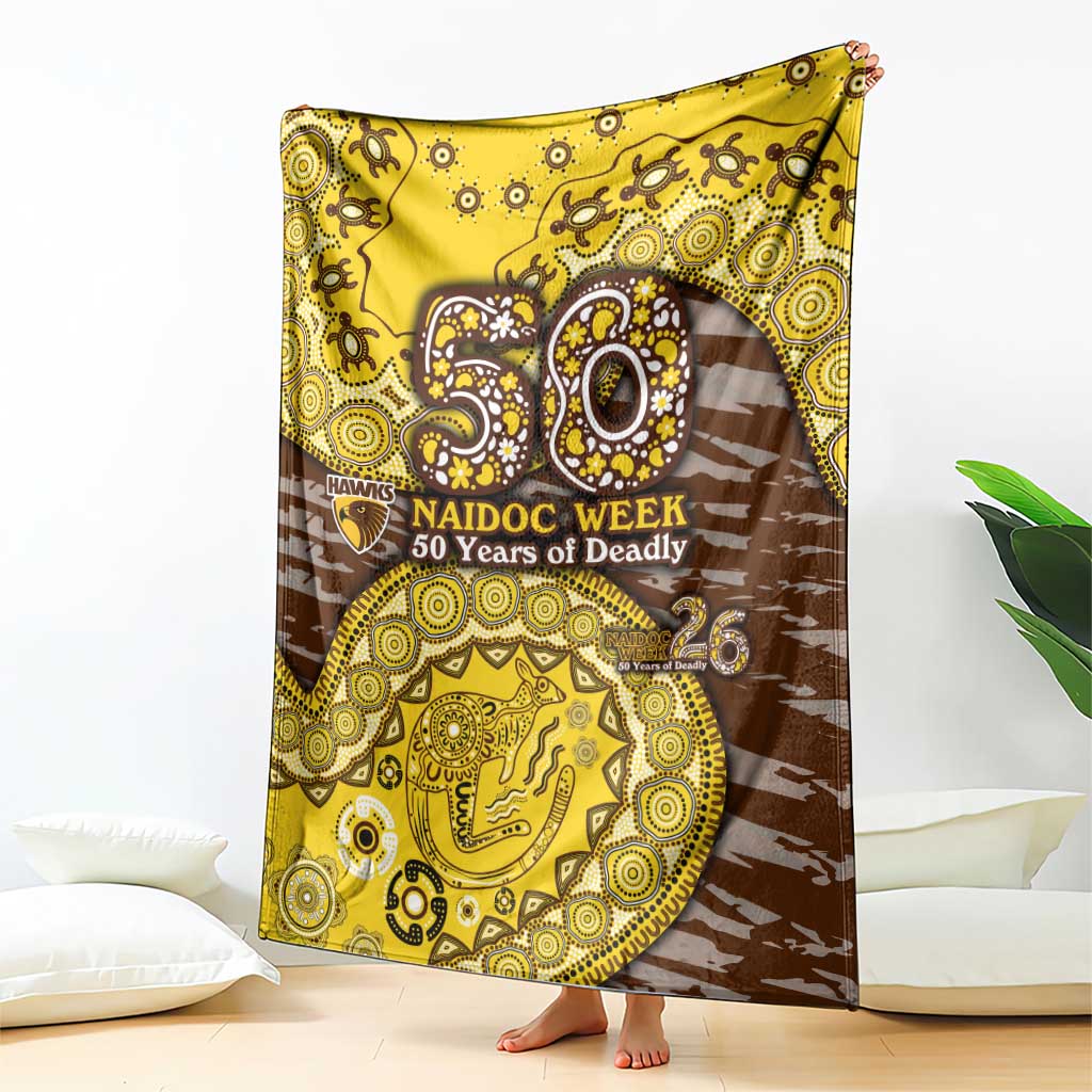 Hawthorn Hawks NAIDOC Week 2026 Blanket Australian Aboriginal Dot Art Dreamtime Pattern Style