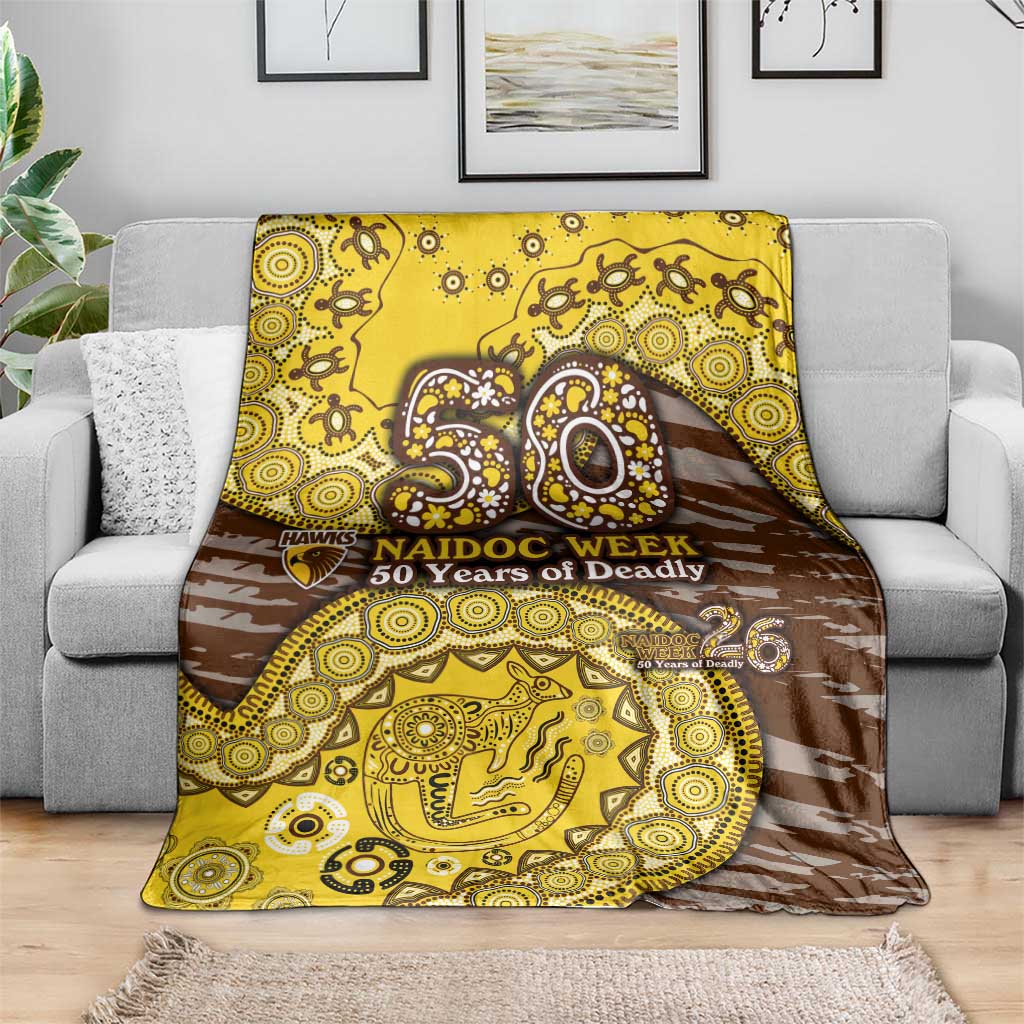 Hawthorn Hawks NAIDOC Week 2026 Blanket Australian Aboriginal Dot Art Dreamtime Pattern Style