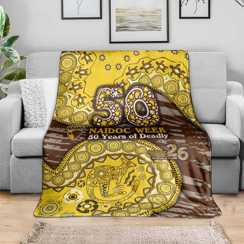 Hawthorn Hawks NAIDOC Week 2026 Blanket Australian Aboriginal Dot Art Dreamtime Pattern Style