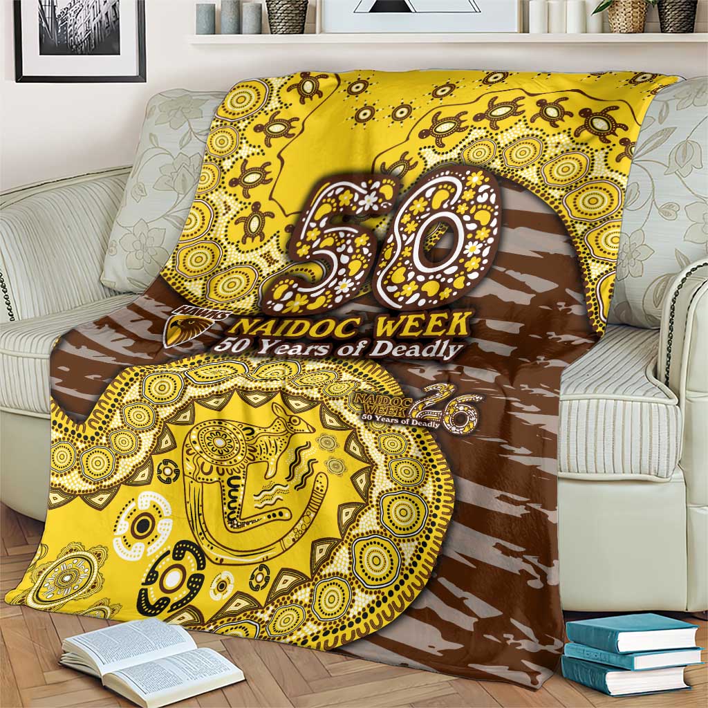 Hawthorn Hawks NAIDOC Week 2026 Blanket Australian Aboriginal Dot Art Dreamtime Pattern Style
