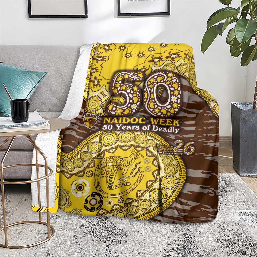Hawthorn Hawks NAIDOC Week 2026 Blanket Australian Aboriginal Dot Art Dreamtime Pattern Style