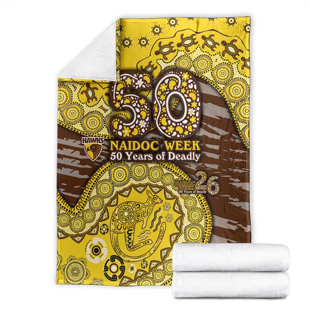 Hawthorn Hawks NAIDOC Week 2026 Blanket Australian Aboriginal Dot Art Dreamtime Pattern Style