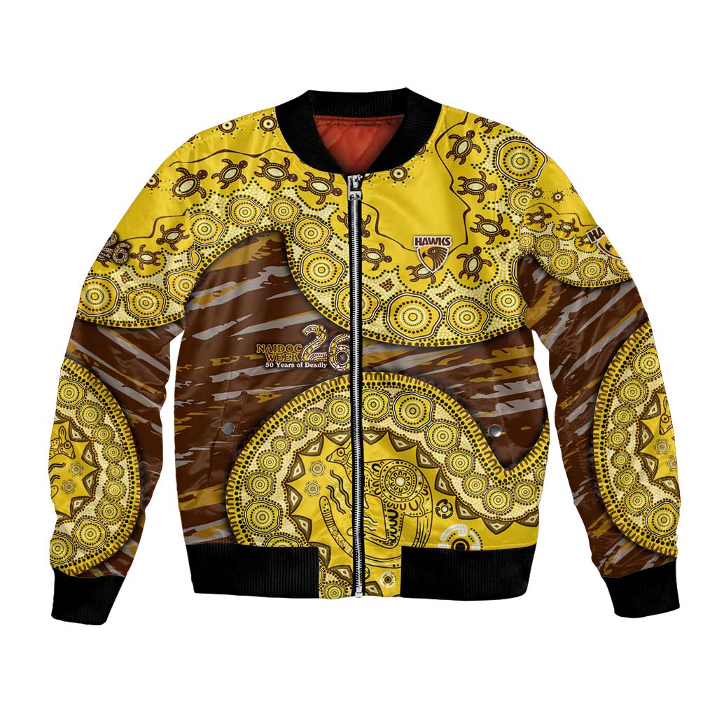 Hawthorn Hawks NAIDOC Week 2026 Bomber Jacket Australian Aboriginal Dot Art Dreamtime Pattern Style