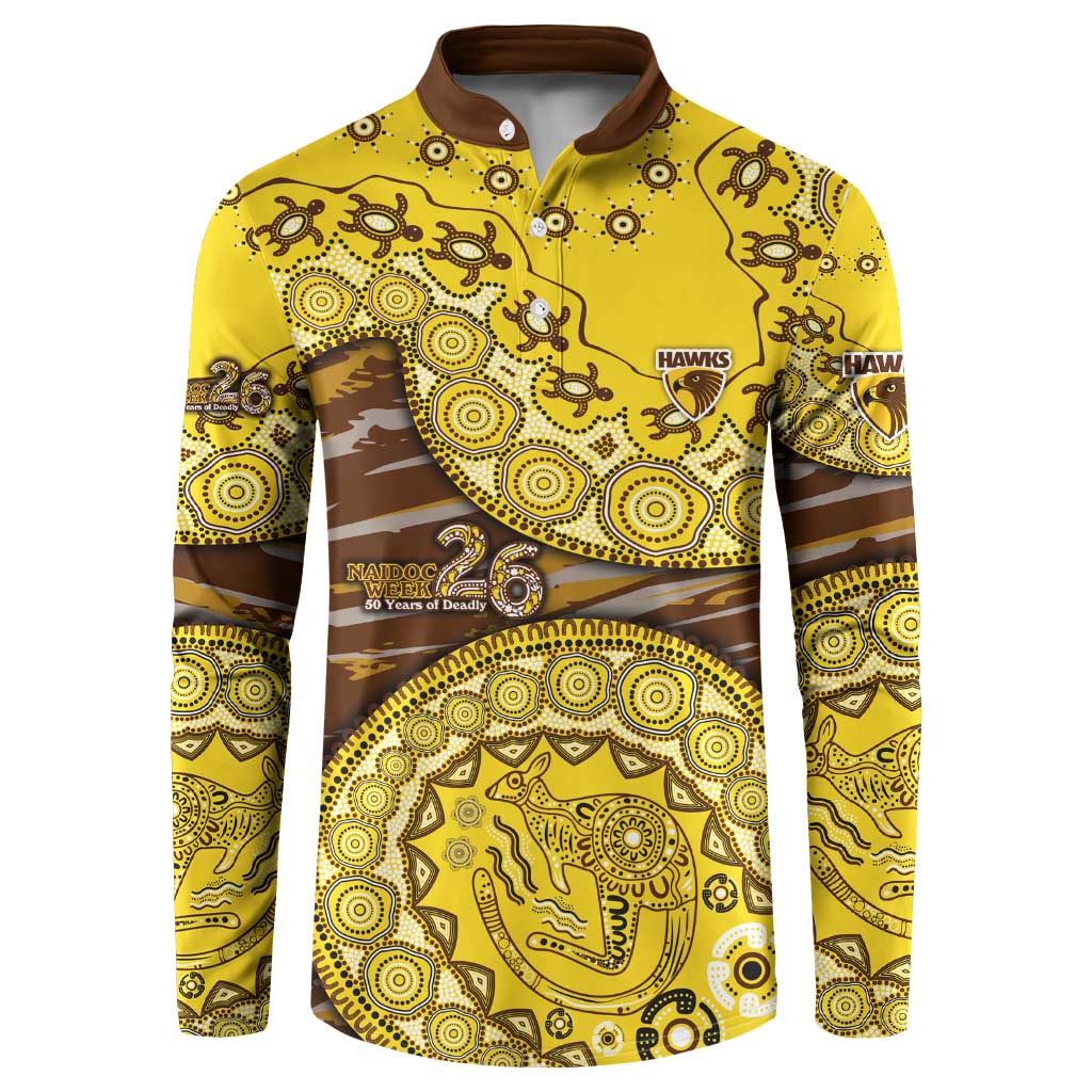 Hawthorn Hawks NAIDOC Week 2026 Button Sweatshirt Australian Aboriginal Dot Art Dreamtime Pattern Style