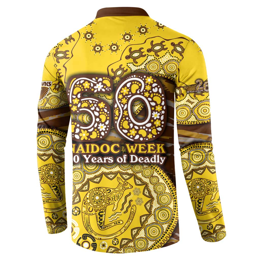 Hawthorn Hawks NAIDOC Week 2026 Button Sweatshirt Australian Aboriginal Dot Art Dreamtime Pattern Style