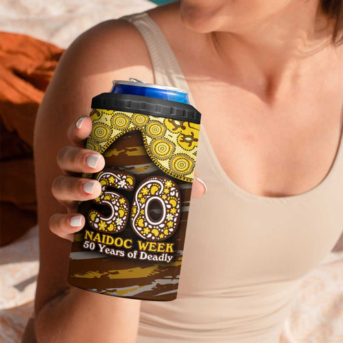 Hawthorn Hawks NAIDOC Week 2026 4 in 1 Can Cooler Tumbler Australian Aboriginal Dot Art Dreamtime Pattern Style