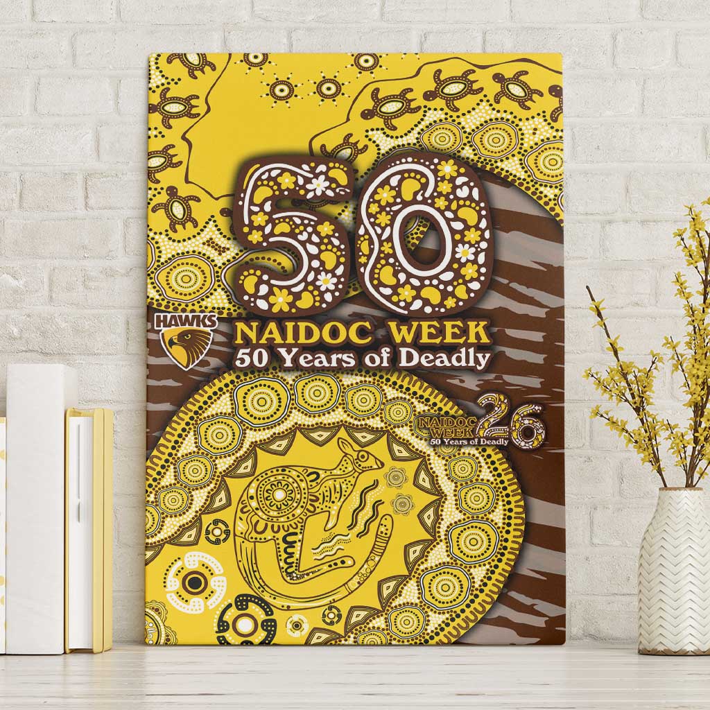 Hawthorn Hawks NAIDOC Week 2026 Canvas Wall Art Australian Aboriginal Dot Art Dreamtime Pattern Style