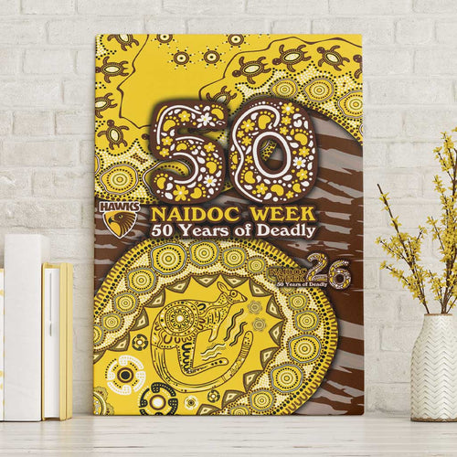 Hawthorn Hawks NAIDOC Week 2026 Canvas Wall Art Australian Aboriginal Dot Art Dreamtime Pattern Style