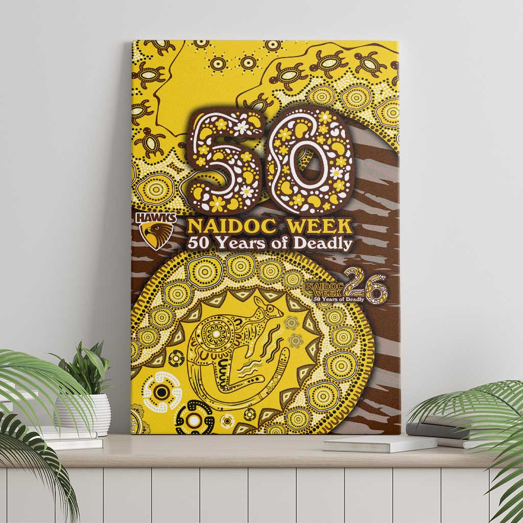Hawthorn Hawks NAIDOC Week 2026 Canvas Wall Art Australian Aboriginal Dot Art Dreamtime Pattern Style