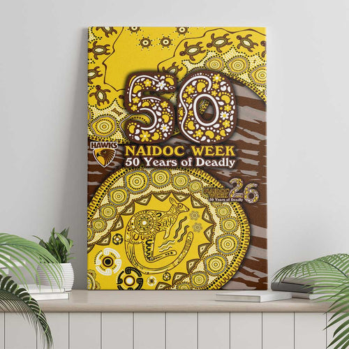 Hawthorn Hawks NAIDOC Week 2026 Canvas Wall Art Australian Aboriginal Dot Art Dreamtime Pattern Style