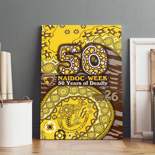 Hawthorn Hawks NAIDOC Week 2026 Canvas Wall Art Australian Aboriginal Dot Art Dreamtime Pattern Style