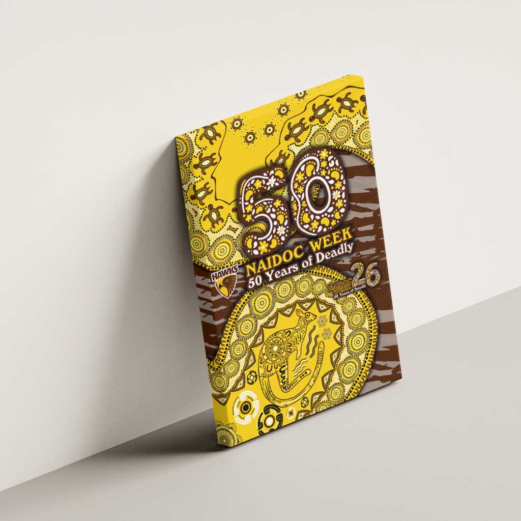 Hawthorn Hawks NAIDOC Week 2026 Canvas Wall Art Australian Aboriginal Dot Art Dreamtime Pattern Style
