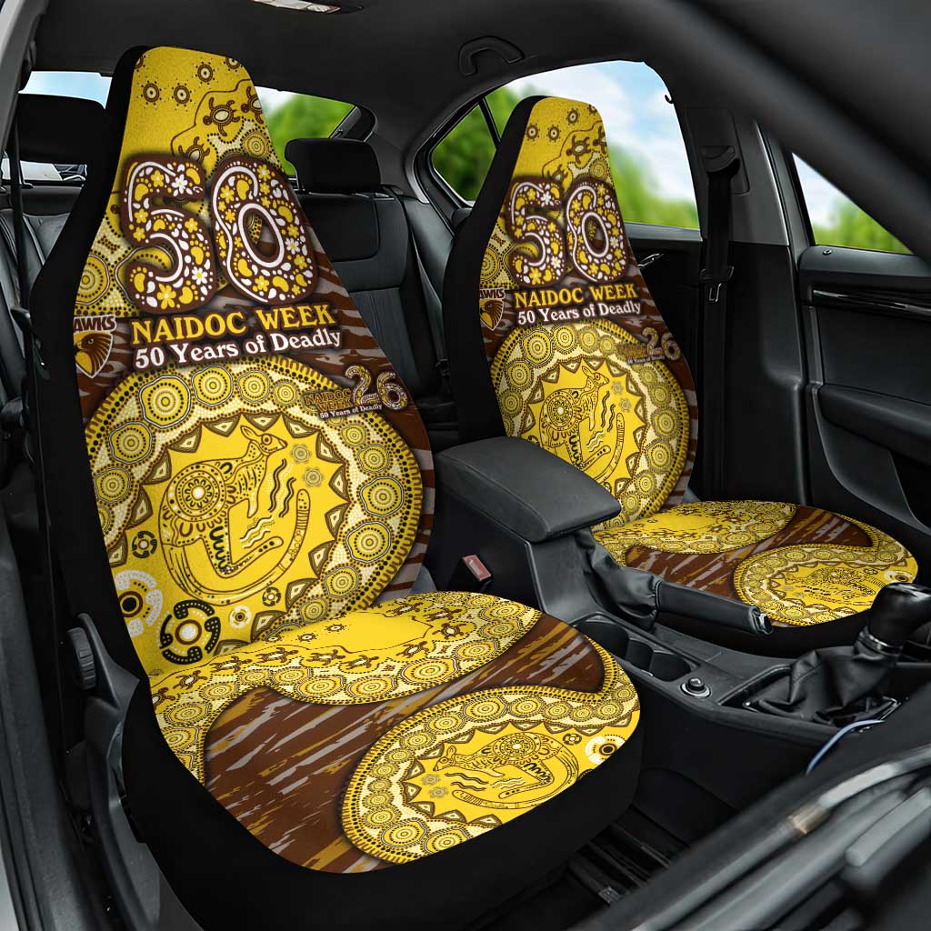 Hawthorn Hawks NAIDOC Week 2026 Car Seat Cover Australian Aboriginal Dot Art Dreamtime Pattern Style