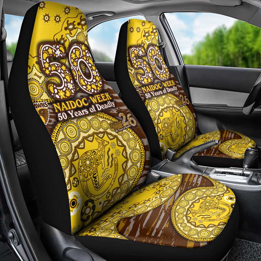 Hawthorn Hawks NAIDOC Week 2026 Car Seat Cover Australian Aboriginal Dot Art Dreamtime Pattern Style