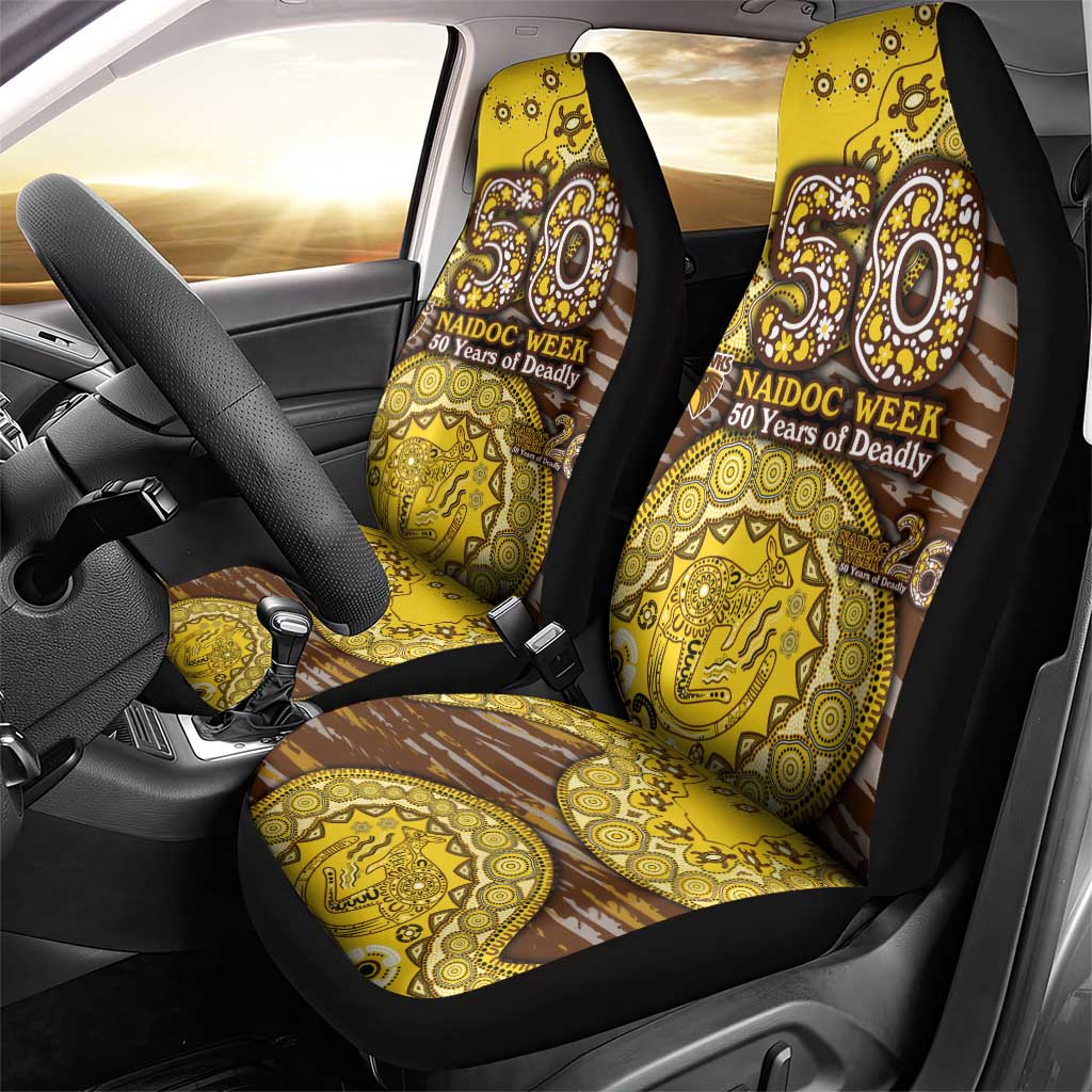 Hawthorn Hawks NAIDOC Week 2026 Car Seat Cover Australian Aboriginal Dot Art Dreamtime Pattern Style