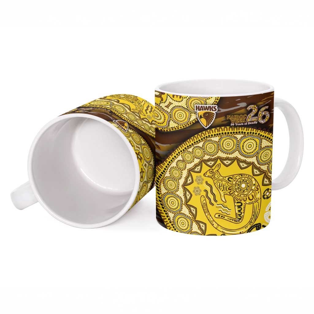 Hawthorn Hawks NAIDOC Week 2026 Ceramic Mug Australian Aboriginal Dot Art Dreamtime Pattern Style