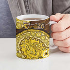 Hawthorn Hawks NAIDOC Week 2026 Ceramic Mug Australian Aboriginal Dot Art Dreamtime Pattern Style