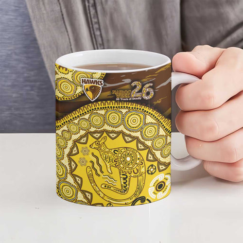 Hawthorn Hawks NAIDOC Week 2026 Ceramic Mug Australian Aboriginal Dot Art Dreamtime Pattern Style