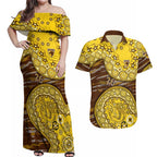 Hawthorn Hawks NAIDOC Week 2026 Couples Matching Off Shoulder Maxi Dress and Hawaiian Shirt Australian Aboriginal Dot Art Dreamtime Pattern Style