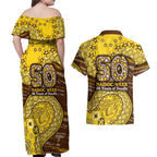 Hawthorn Hawks NAIDOC Week 2026 Couples Matching Off Shoulder Maxi Dress and Hawaiian Shirt Australian Aboriginal Dot Art Dreamtime Pattern Style