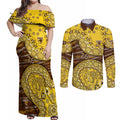 Hawthorn Hawks NAIDOC Week 2026 Couples Matching Off Shoulder Maxi Dress and Long Sleeve Button Shirt Australian Aboriginal Dot Art Dreamtime Pattern Style