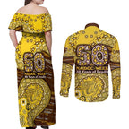 Hawthorn Hawks NAIDOC Week 2026 Couples Matching Off Shoulder Maxi Dress and Long Sleeve Button Shirt Australian Aboriginal Dot Art Dreamtime Pattern Style