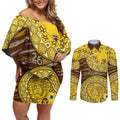 Hawthorn Hawks NAIDOC Week 2026 Couples Matching Off Shoulder Short Dress and Long Sleeve Button Shirt Australian Aboriginal Dot Art Dreamtime Pattern Style