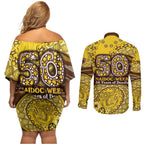 Hawthorn Hawks NAIDOC Week 2026 Couples Matching Off Shoulder Short Dress and Long Sleeve Button Shirt Australian Aboriginal Dot Art Dreamtime Pattern Style