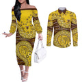 Hawthorn Hawks NAIDOC Week 2026 Couples Matching Off The Shoulder Long Sleeve Dress and Long Sleeve Button Shirt Australian Aboriginal Dot Art Dreamtime Pattern Style