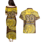 Hawthorn Hawks NAIDOC Week 2026 Couples Matching Puletasi and Hawaiian Shirt Australian Aboriginal Dot Art Dreamtime Pattern Style