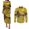 Hawthorn Hawks NAIDOC Week 2026 Couples Matching Puletasi and Long Sleeve Button Shirt Australian Aboriginal Dot Art Dreamtime Pattern Style