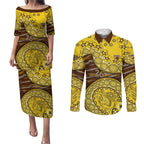 Hawthorn Hawks NAIDOC Week 2026 Couples Matching Puletasi and Long Sleeve Button Shirt Australian Aboriginal Dot Art Dreamtime Pattern Style