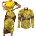 Hawthorn Hawks NAIDOC Week 2026 Couples Matching Short Sleeve Bodycon Dress and Long Sleeve Button Shirt Australian Aboriginal Dot Art Dreamtime Pattern Style