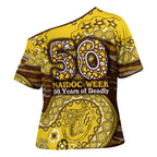 Hawthorn Hawks NAIDOC Week 2026 Cross Shoulder Shirt Australian Aboriginal Dot Art Dreamtime Pattern Style